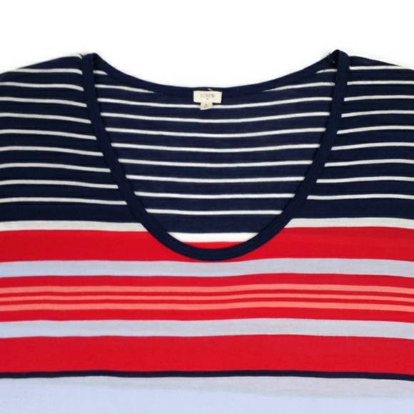 J Crew Factory Multi-Color Stripe Short Dolman Sleeve Tee Womens Size Large - Picture 3 of 12
